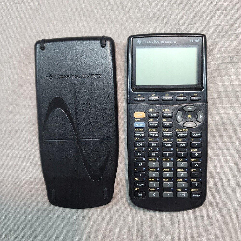 Texas Instruments TI-86 Graphing Calculator With Cover FOR PARTS Won’t Turn On.